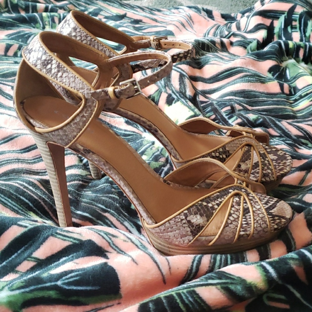 COACH Snake Print Sandal Heels Size 11